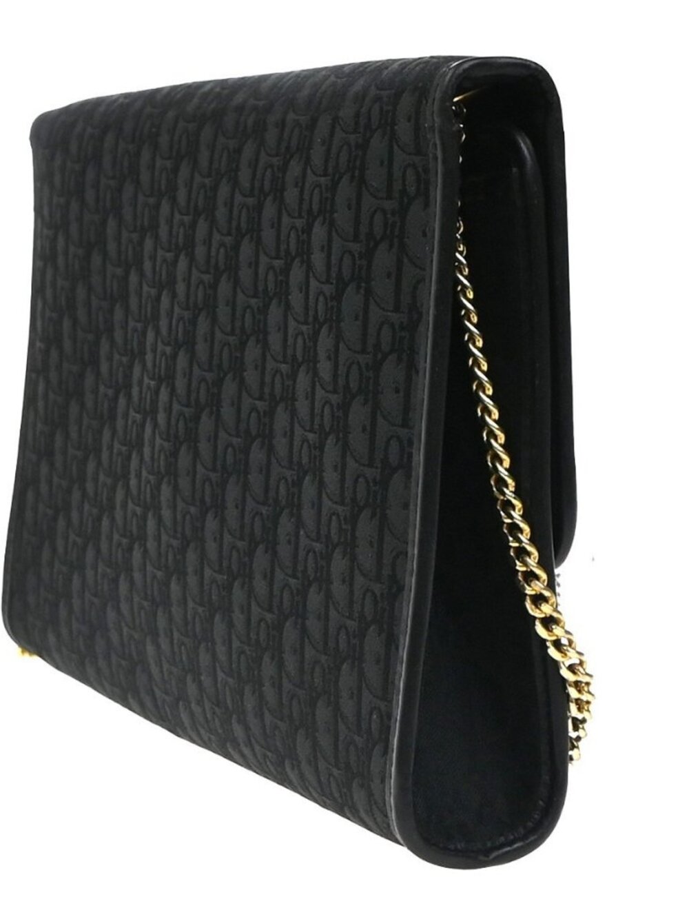 CHRISTIAN DIOR Trotter Pattern 2way Clutch Hand Bag Canvas Leather Black 38KC787 - Picture 4 of 15